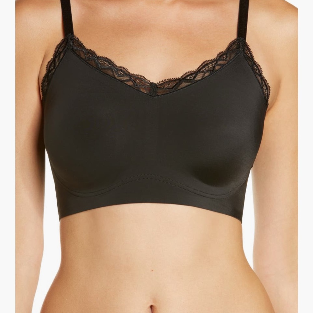 True & Co Black Lace Trim Bralette
